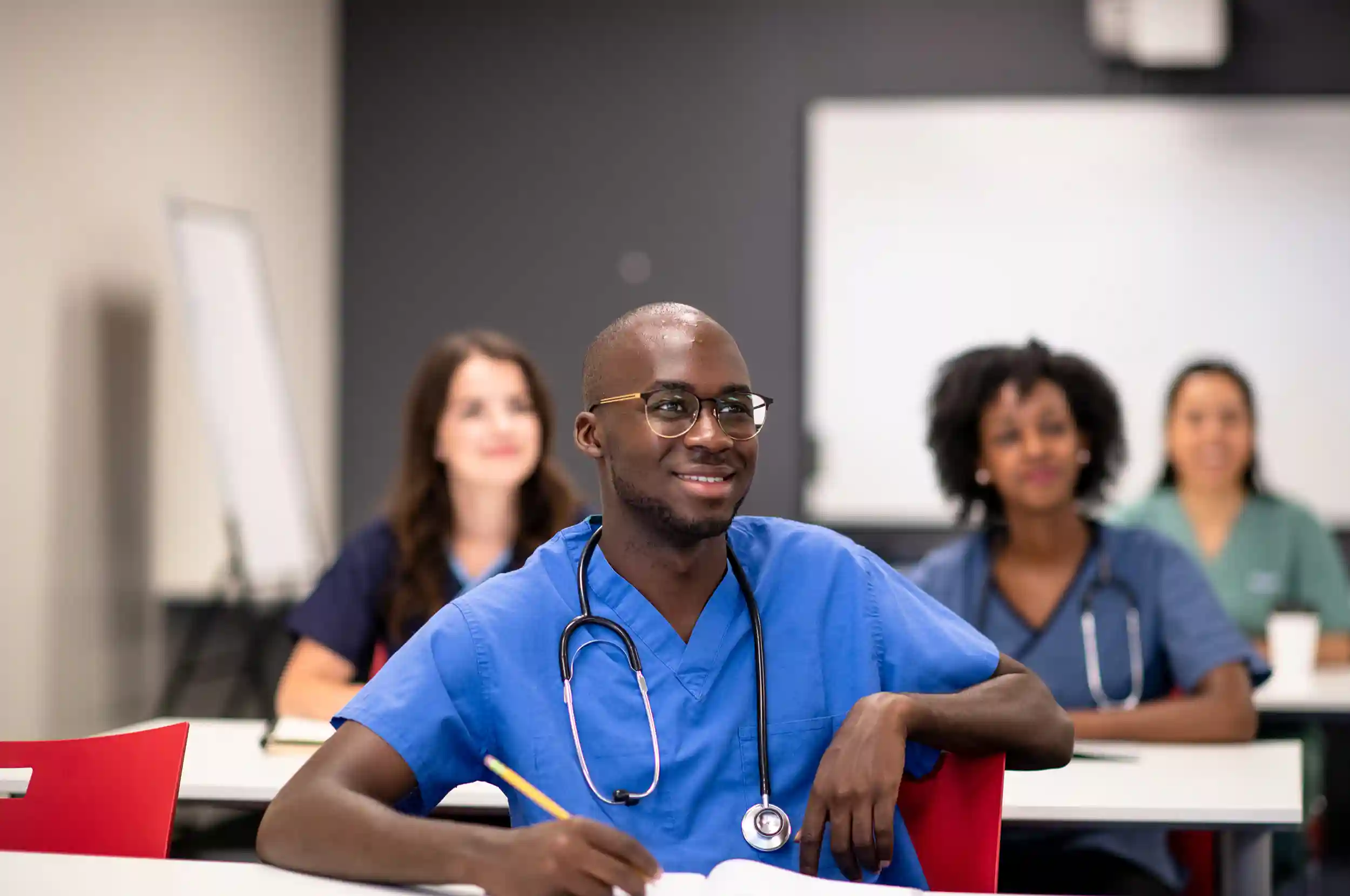 Medical student in a class.