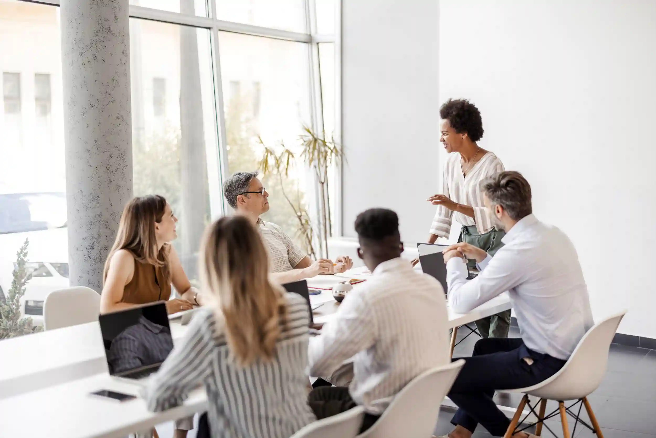 a small business meeting in modern office space