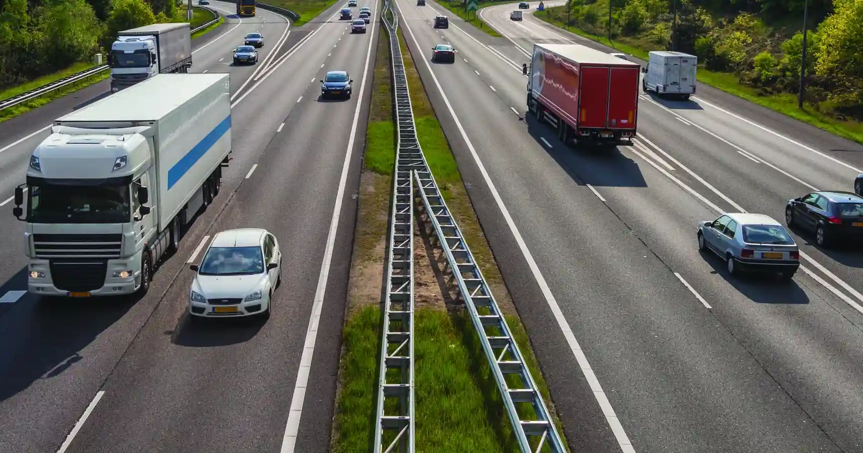 aerial view of traffic going down a highway