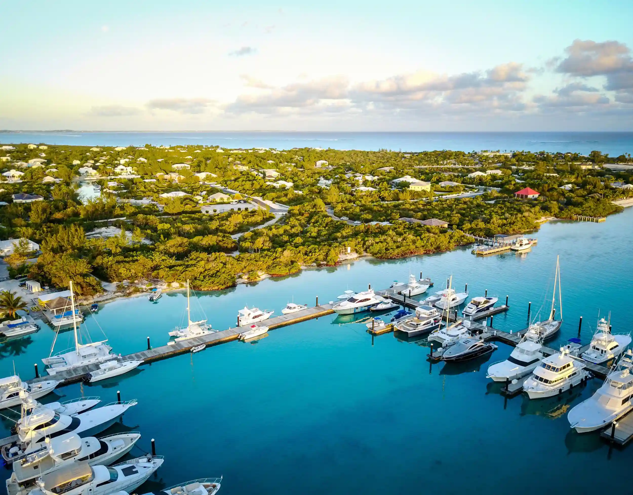 Marina with boats on a sunny day.